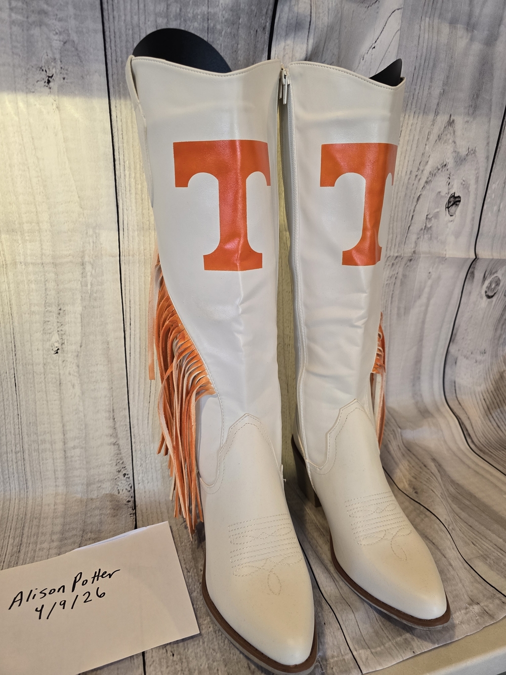 Tennessee White And Orange Custom Fringe Western Boots (9)